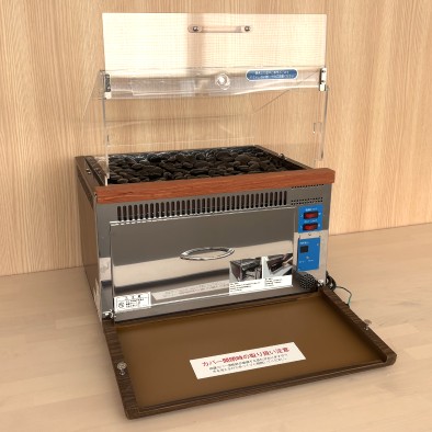 業務用の電気式焼き芋機、TJO-100、ブラウン色